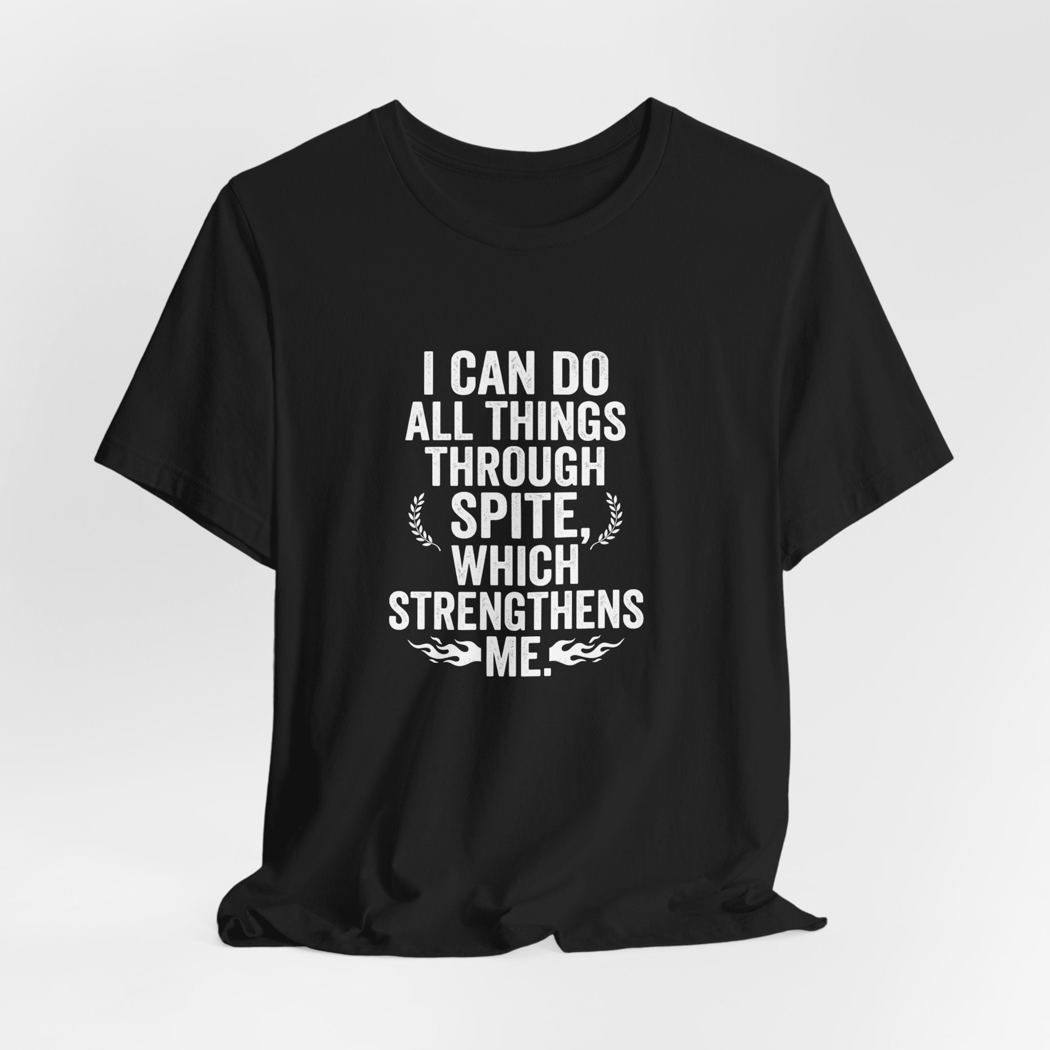 "I can do all things through spite" T shirt | Funny Quote
