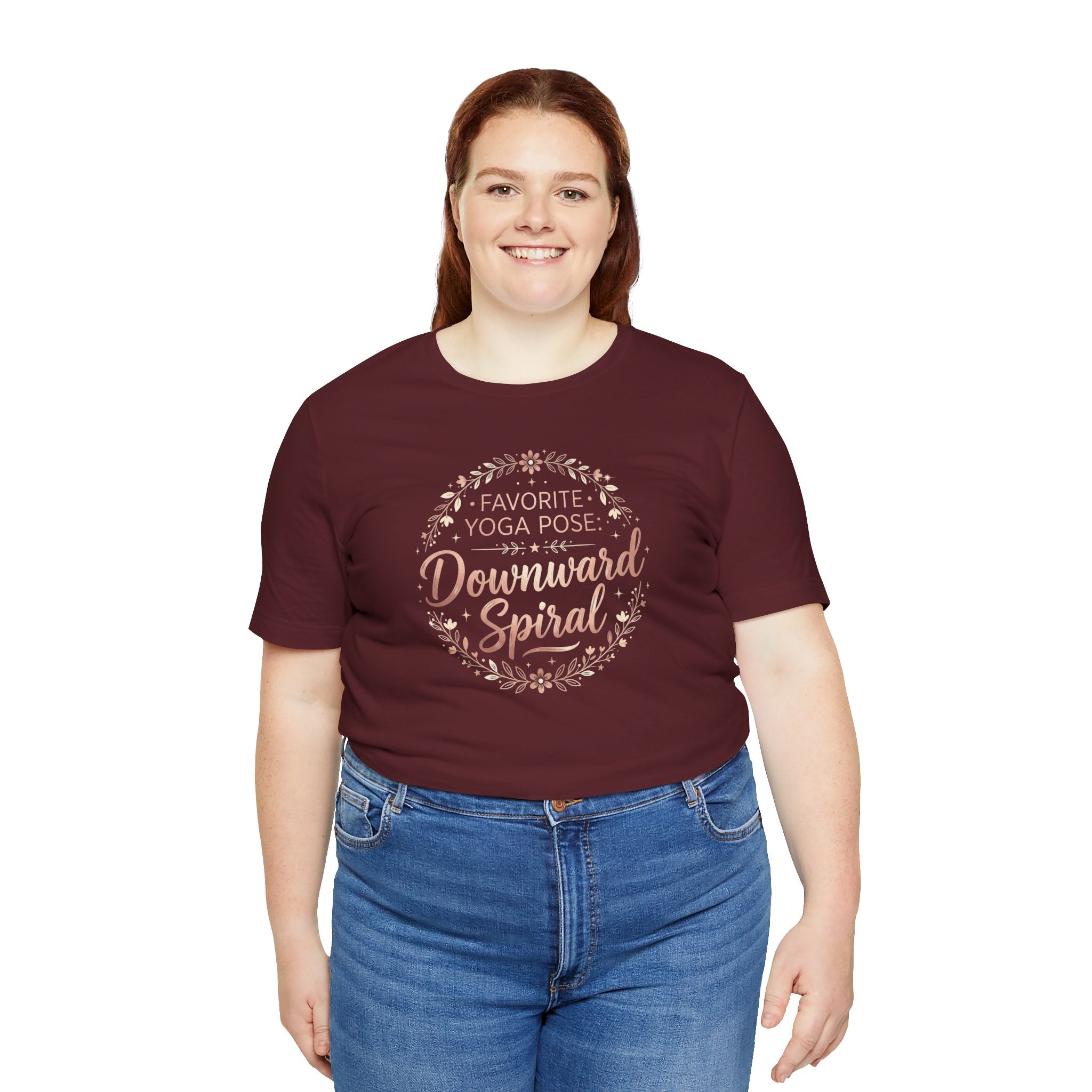 "Favorite Yoga Pose: Downward Spiral" T Shirt | Funny Quote