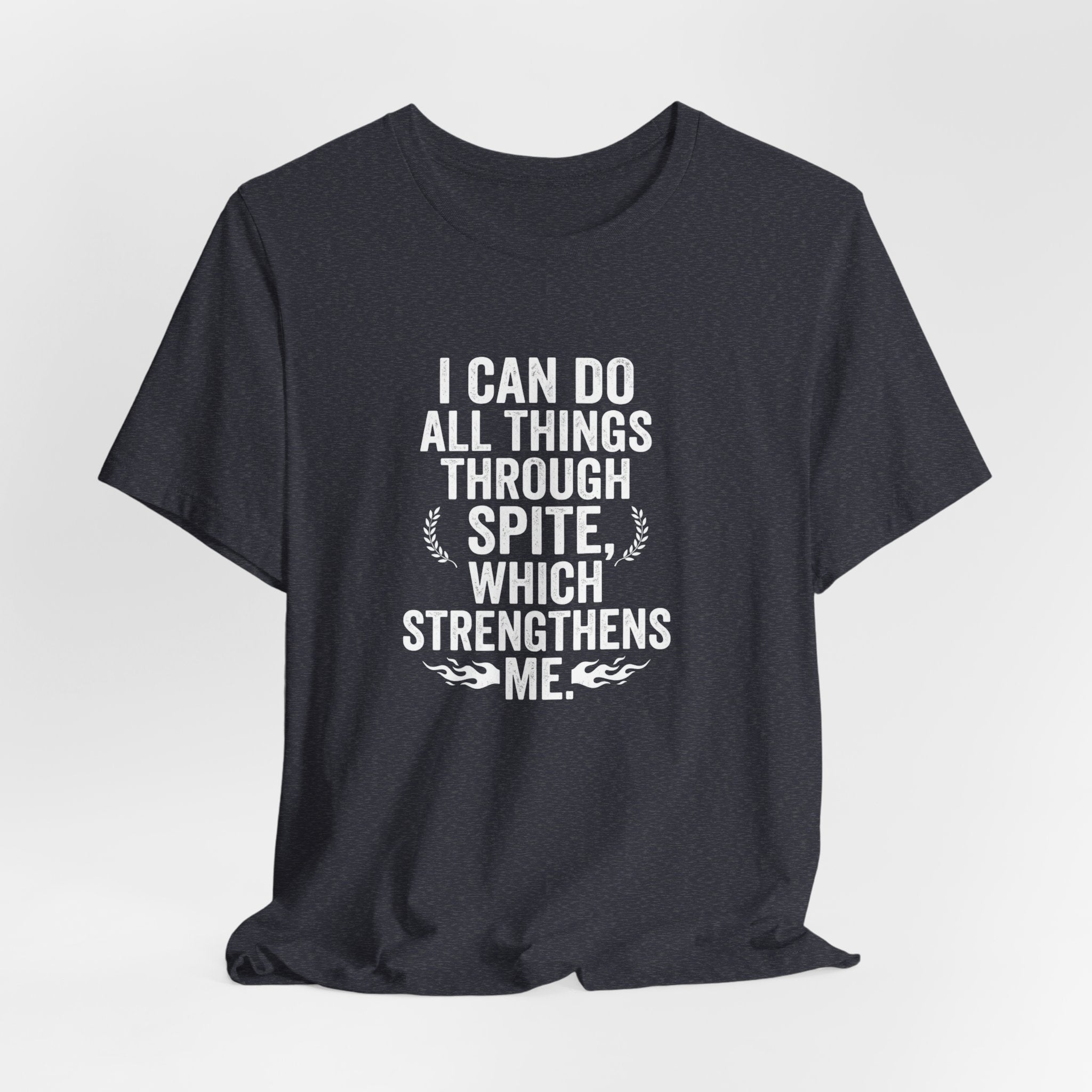 "I can do all things through spite" T shirt | Funny Quote